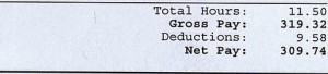 Example showing the gross labour subtotal used to calculate commission